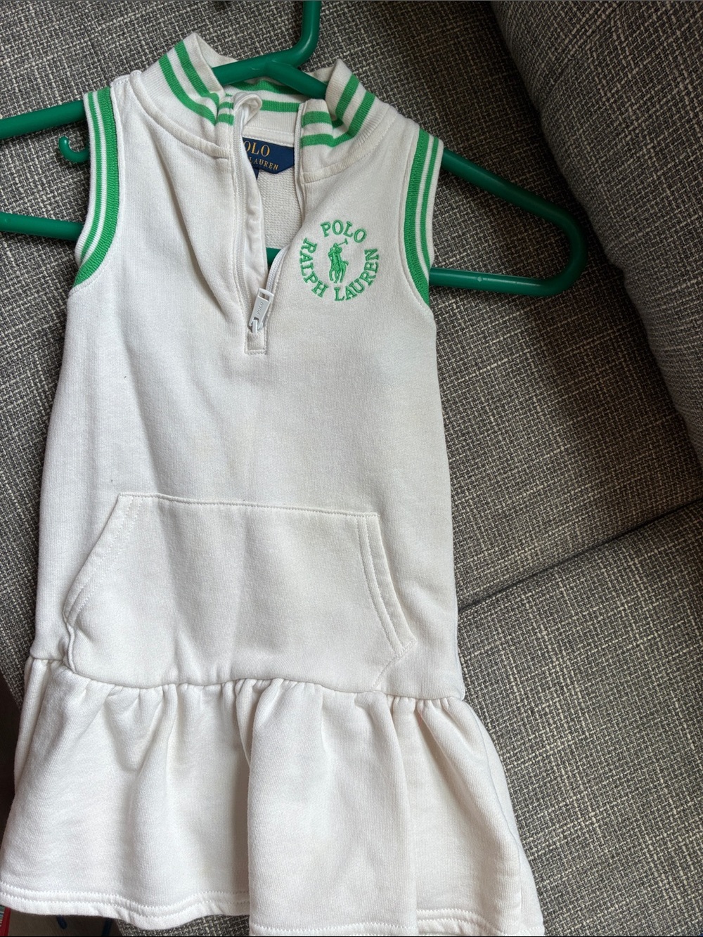 Polo by Ralph Lauren White Sleeveless Hoodie with Green Trim
